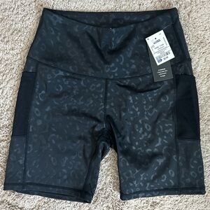 Women's Black Leopard Print Biker Shorts